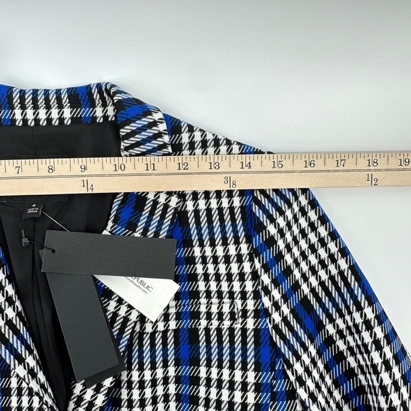 Banana Republic Womens Sz 4 Tailored Blazer/Jacket Blue White Black Plaid NEW! - Picture 13 of 16